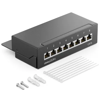 Produktbild von deleyCON MK1570, RJ-45, Cat6, Schwarz, Metall, 162 mm, 46 mm