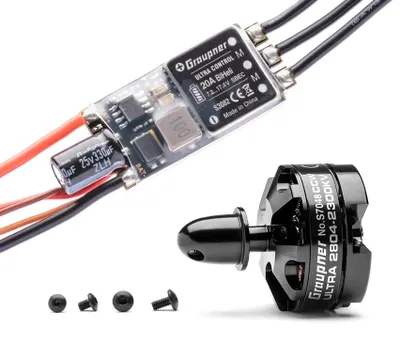 Productafbeelding van Combo-set: Telemetrische regeling HOTT 20A SBEC + Ultra 2804-2300Kv motor (linksdraaiend, CCW)