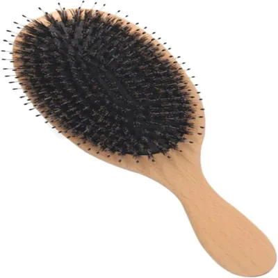 Produktbild von Breite und flache Haarbürste, Wildschweinborstenkamm für Damen zum Stylen und Massieren von langem, dickem und lockigem Haar