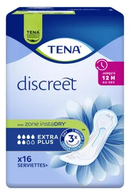 Image de Tena Discreet Extra Plus - 12 paquets de 16 protections