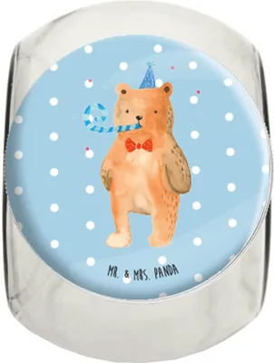 Produktbild von Mr. & Mrs. Panda Bonboniere Bär Geburtstag XL 2000ml - Blau Pastell - Geschenk, glasbehälter, Teedose, keksglas, Frischhaltedose, Aufbewahrungsdose, Lebensmittelbehälter