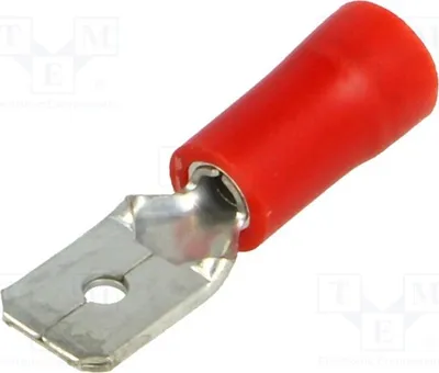 Image de Connecteur à sertir, plat, pour fils mâles, 6,3 mm, section de 0,25 à 1,5 mm², épaisseur de 0,8 mm, isolé, modèle BM 00180, isolé