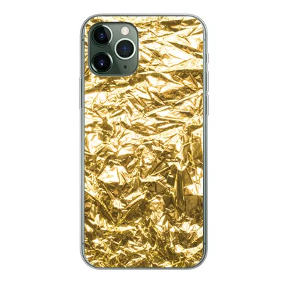 Produktbild von MuchoWow® Handyhülle Schutzhülle Hülle für iPhone 11 Pro Goldfolie mit faltiger Textur Silikon Softcase Handy Hülle - Handy