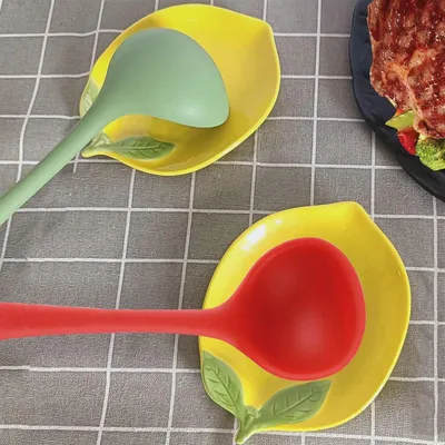 Produktbild von 2 Stück Keramik-Löffelablage, Zitronenlöffelablage für Küchentheke, hitzebeständiger Utensilienhalter für Herdplatte, Kochlöffelhalter für Küchentheke, Utensilienablage, Pfannenablage
