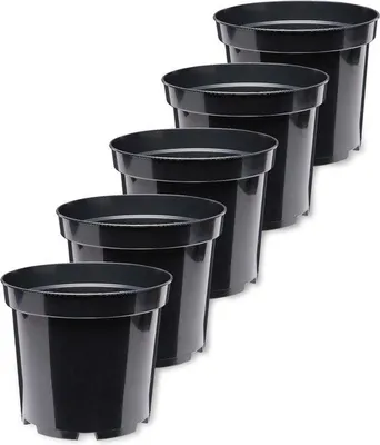 Image de Pots à fleurs en plastique pour l'intérieur et l'extérieur - 29 cm de diamètre, lot de 5