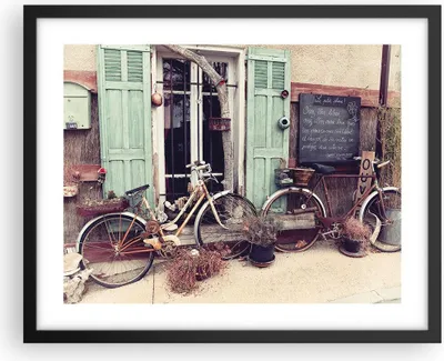 Produktbild von Gerahmtes Poster - Schwarzer Rahmen - Fahrräder Vintage Mietshaus - 50x40 cm - Wand Bild - Wanddeko - Wandbilder - Kunstposter - Wandposter - Bilderrahmen - Bilder - Kunstdruck - P2BAA50x40-4588