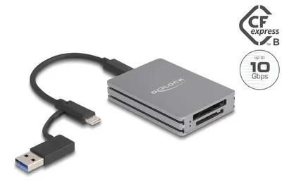 Obrázok produktu pre DeLOCK 91011, CFexpress typu B, SD, SDHC, SDXC, Šedá, 10000 Mbit/s, USB 3.2 Gen 2 (3.1 Gen 2) Type-C, 50 mm, 70 mm