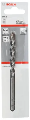 Zdjęcie produktu dla Bosch 2 608 597 663, Wiertarka, 8 mm, 120 mm, Sztuczny kamień, Beton, Wapień, Kamień, Kamień naturalny, 8 cm, 1 szt.