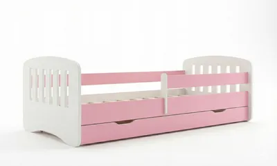 Image de Lit pour enfant 180 x 90 cm blanc/rose | Ensemble complet comprenant un matelas, un tiroir et une barrière de sécurité | Lit pour fille