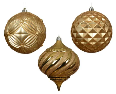 Image de Ornement de sapin de Noël 20 cm or plastique 1 pc