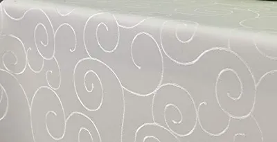 Damast Tischdecke rechteckig 160x400 cm creme pflegeleicht