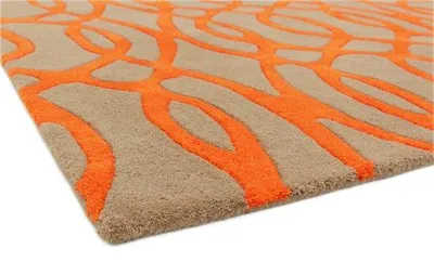 Immagine prodotto di Tappeto Unyqoos® Easy Living Matrix Wire, colore arancione, forma rettangolare, dimensioni 200x300 cm, pelo basso, struttura in lana con dettagli in viscosa, colore marrone/arancione