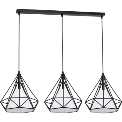 Image de Lustre TRIANGOLO noir et blanc 3xE27x60W en métal, dimensions : 120x80x26 cm, IP20, Milagro