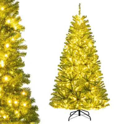 Image de COSTWAY Sapin de Noël artificiel 180cm avec 700 LED blanc chaud, télécommande, minuterie, modes et luminosité réglables, sapin de Noël