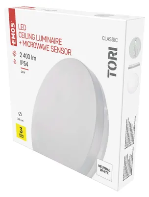 LED svítidlo s pohybovým čidlem TORI 33 cm, 24 W, neutrální bílá, IP54