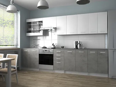 Obrázek produktu pro Kuchyňská linka PAMELA 320x260 - Bílá + beton - RYCHLE DODÁNÍ