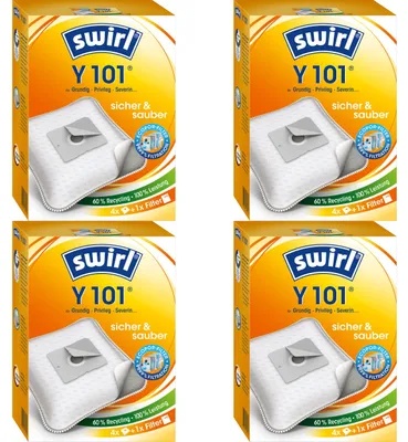 Produktbild von 4 Pakete Swirl Staubsaugerbeutel Y101 / Y 101 EcoPor für AFK, Boman und andere