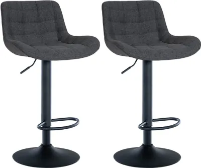 Produktbild von CLP 2er Set Barhocker Tover 360° drehbar und in der Höhe verstellbar schwarz Material Stoff