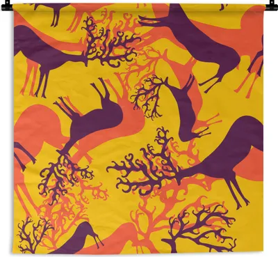 Produktbild von MuchoWow® Wandteppich Wandbehang Muster - Hirsche - Farben 90x90 cm Tapisserie Dekoration Wandtuch - Wandaufhänger