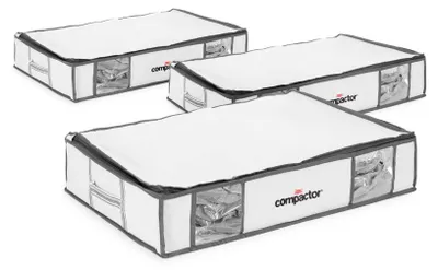 Image de COMPACTOR - Lot 3 housses rangement sous vide L - 65 x 45 x H.15.5 cm - Blanc