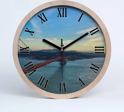 Produktbild von Holzuhr 20fi cm wanduhr - schwarze Spitzen - Brücke sanrancisco
