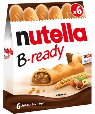 Produktbild von Ferrero Nutella B-Ready, Schokoladensnacks, andere, 132 g, 2177 kJ, 521 kcal, 47,1 g