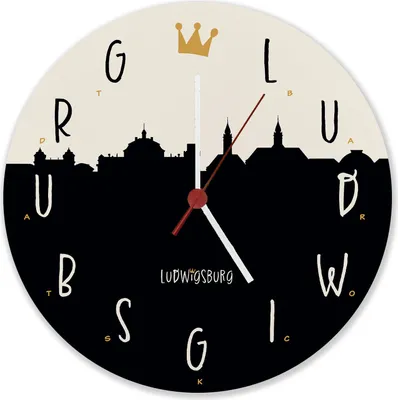 Produktbild von Ludwigsburg Skyline Wanduhr aus Alu - Ludwigsburg