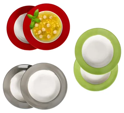 Obrázek produktu pro 6x Variant Trio polévkových talířů hluboké talíře na těstoviny salát 6 osob červená šedá zelená