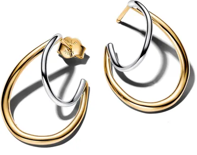 Produktbild von Pandora Organically Shaped Two-Tone Double Hoop 264657C00 Ohrringe
