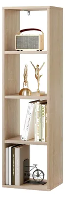 Produktbild von Bücherregal mit 4 Ebenen, offenes Regal für Wohnzimmer, Arbeitszimmer, Kinderzimmer und Büro, 30x106,5x23,5 cm, helle Eiche