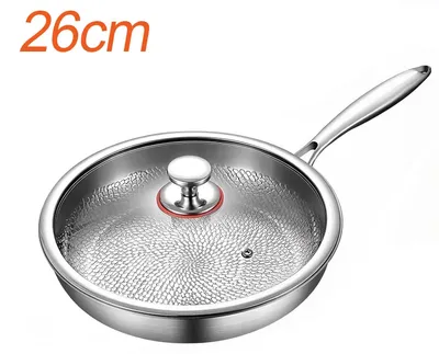 Immagine prodotto di Padella con coperchio - Fondo piatto - 26 cm - Titanio - Resistente ai graffi - Rivestimento antiaderente - Ideale per bistecche