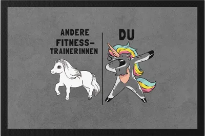 Produktbild von Andere Fitnesstrainerinnen Du Fußmatte  Pferd Einhorn Humor Lustig Unicorn Geschenk Apotheke