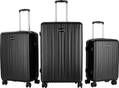 Produktbild von Aga Travel Kofferset 3 Teilig Hartschale ABS+PC Reisekoffer Haltbar Trolley Handgepäck Sets mit TSA Schloss und 4 Rollen MR4667 Schwarz