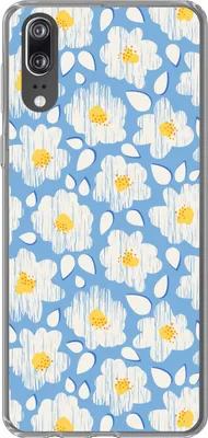 Produktbild von MuchoWow® Handyhülle Schutzhülle Hülle für Telefoonhoesje Huawei P20 Mädchen - Blumen - Blau - Muster - Mädchen - Kinder - Kinder - Kind Silikon Softcase Handy Hülle - Hardcover