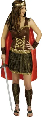 Produktbild von K31250683-40-42-A braun-rot Damen Legionärenkleid Amazonenkostüm Gr.40-42