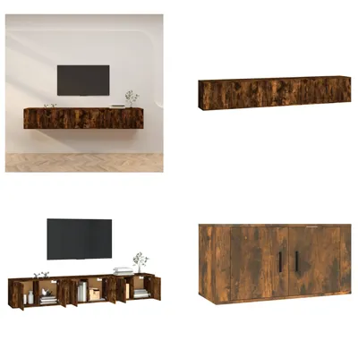 Produktbild von vidaXL TV Wandschränke 3 Stk. Räuchereiche 80x34,5x40 cm - TV-Wandschrank - TV-Wandschränke - TV-Schrank - TV-Konsole