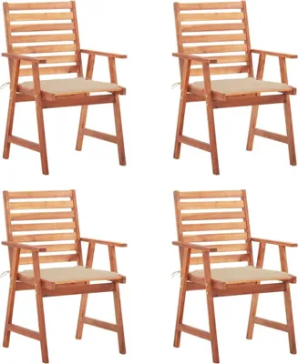 Produktbild von BEI CLORIS Garten-Essstühle 4 Stk. mit Kissen Massivholz Akazie 2024 Neu5165046