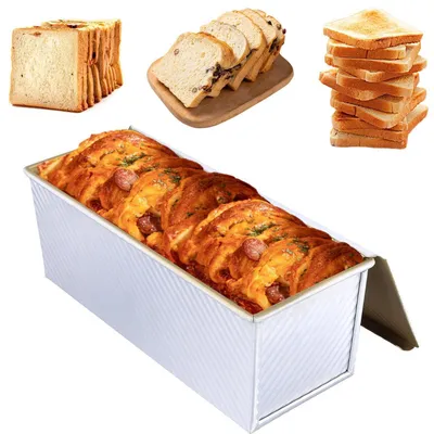 Obrázok produktu pre Forma na pečenie toastového chleba s pokrievkou, 1000 g, z hliníkovej zliatiny, rozmer 34 x 13,5 x 12 cm