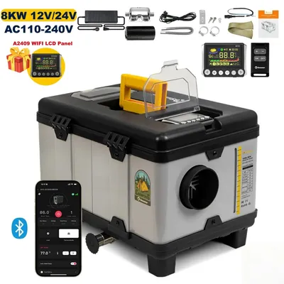 Produktbild von Diesel Standheizung - A2422 8 kW - WiFi & Bluetooth App - 12/24 V & 110–240 V - Integrierter 6 l Tank - Höhenmodus bis 5500 m - LCD + Fernbedienung - Weiß
