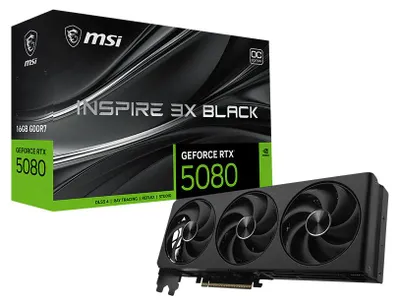 Image de MSI GeForce RTX 5080 16G INSPIRE 3X OC BLACK NVIDIA 16 Go GDDR7