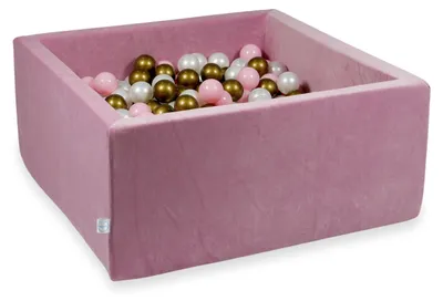 Produktbild von Trockenbecken 90x90x40cm Velvet Soft Pink mit 400 Bällen: Perlmutt, Altgold, Hellrosa