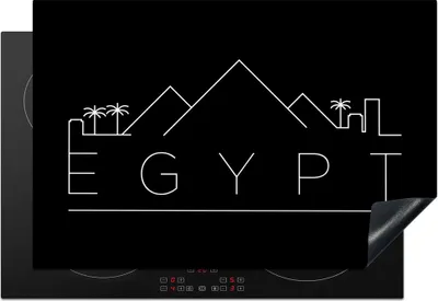 Produktbild von KitchenYeah© Herdabdeckplatte Skyline "Ägypten" auf schwarzem Hintergrund , 77x51cm, Küche Deko, Glaskeramikkochfeld Herdabdeckung, Abdeckplatte fùr Kochfeld