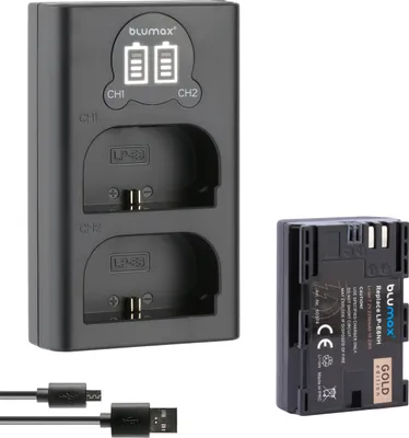 Produktbild von 1x Akku + LCD Lader für Canon LP-E6NH EOS R5 R7 R6 Mark II 80D  IV LP-E6N  2250mAh