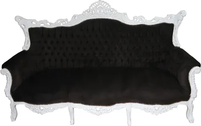 Produktbild von Casa Padrino Barock 3-er Sofa Master Schwarz / Weiß -  Couch aus Massivholz, Breite 210 cm