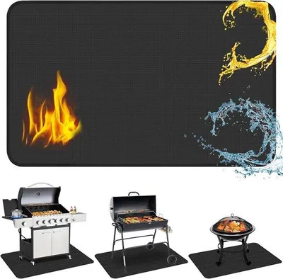 Produktbild von Famanu Grillmatte feuerfest - 180 x 100 cm - faltbare Hitzeschutzmatte - Bodenschutz