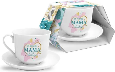 Zdjęcie produktu dla filiżanka ze spodkiem 400ml Po prostu mama idealna