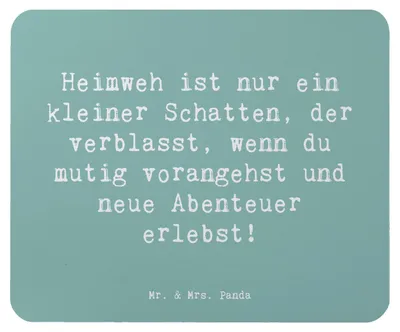 Produktbild von Mr. & Mrs. Panda Mousepad Spruch Heimweh überwinden Abenteuer erleben - Meeresbrise - Geschenk, Ermutigung, Trost, Mouse Pad, Mauspad, Zuversicht, Mut, pc, laptop