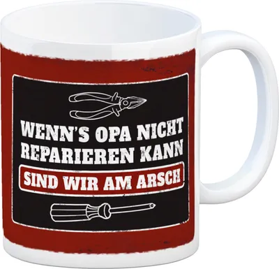 Produktbild von Kaffeebecher mit Spruch: Wenn Opa es nicht reparieren ... Becher Tasse