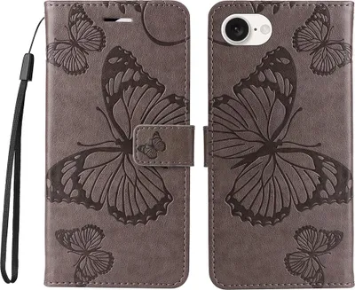 Produktbild von iPhone 16e / 17e Hülle - Coverup Schmetterlinge Klapphülle - Taupe Grau