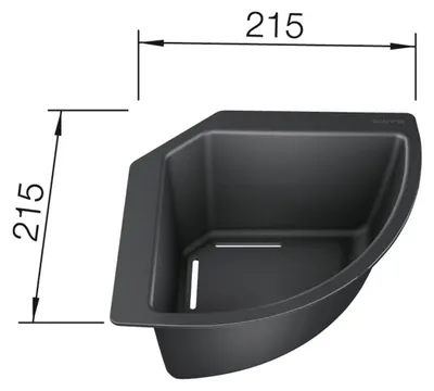 Productafbeelding van BLANCO hoekbak | Kunststof, zwart | 215 x 215 mm | Geschikt voor alle spoelbakken van granietcomposiet (SILGRANIT) | [21,5 x 21,5 x 10,8 cm]